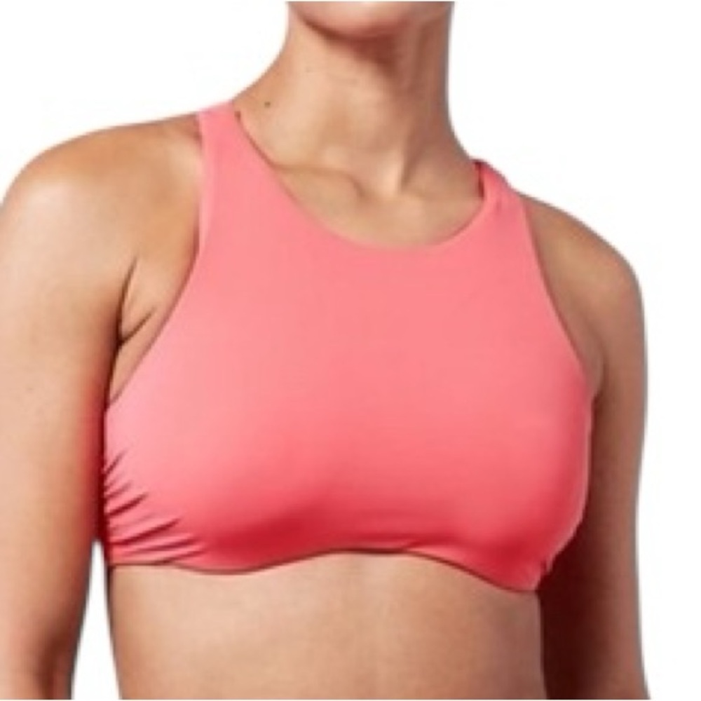 ATHLETA womens Maldives neon pink underwire cup bra bikini swim top 38 B/C NWOT